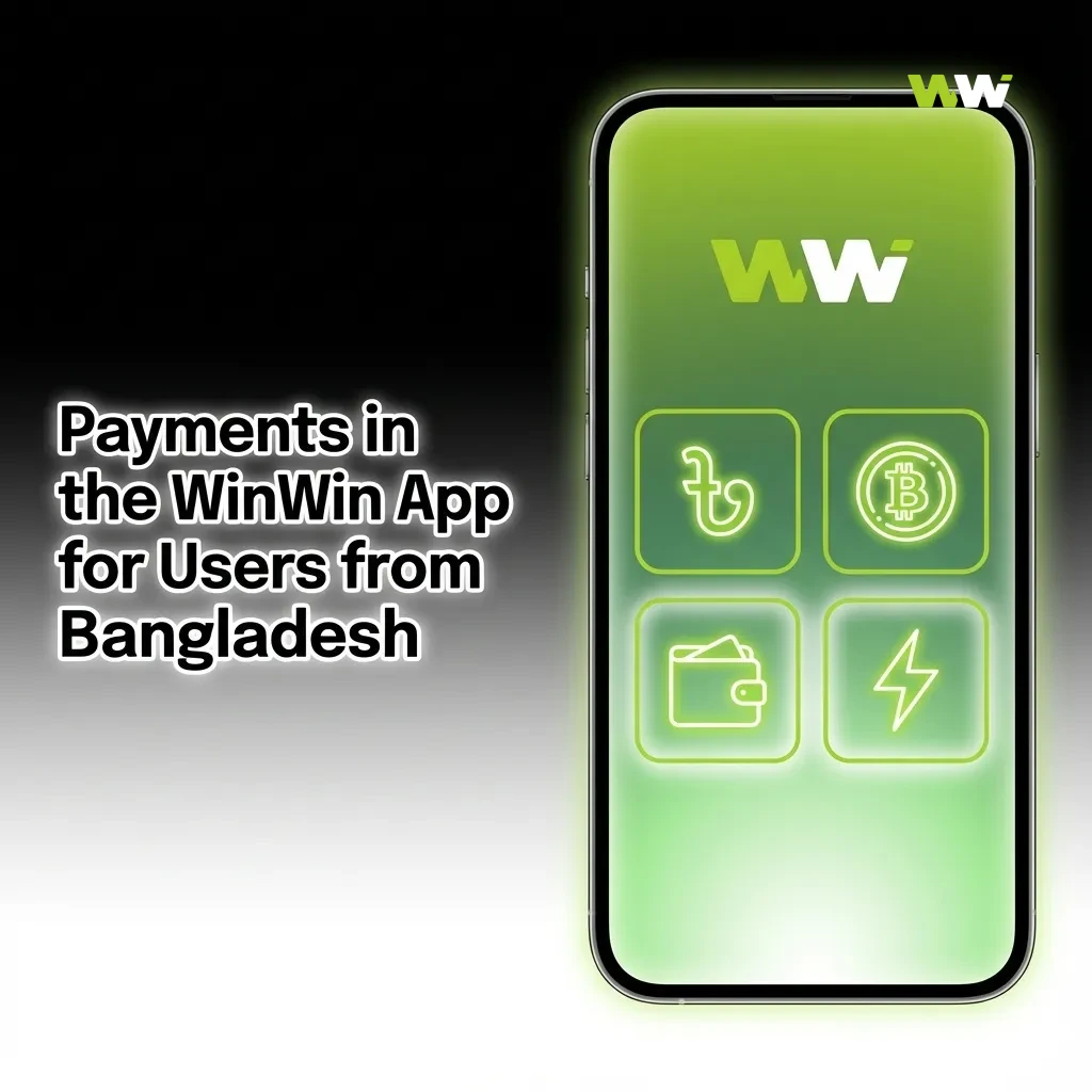 WinWin app screen showing BDT deposits and withdrawals via bKash, Nagad, Rocket, Upay, Mob Cash, TAP, PerfectMoney, and crypto