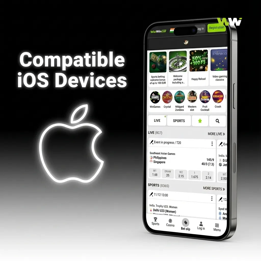 Graphic listing compatible iPhones and iPads for running the WinWin app on recent iOS versions