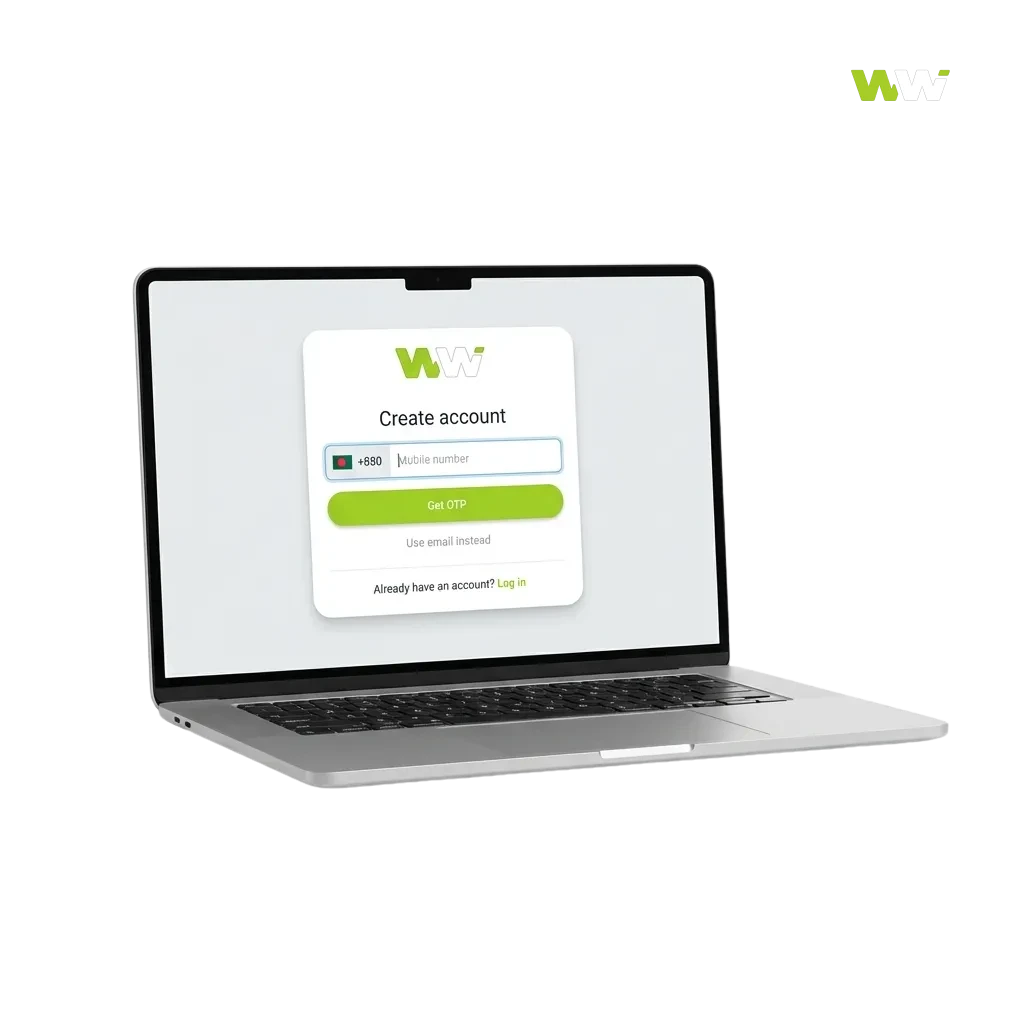 Illustration of WinWin Bangladesh registration steps, payment methods, and welcome casino bonus offer