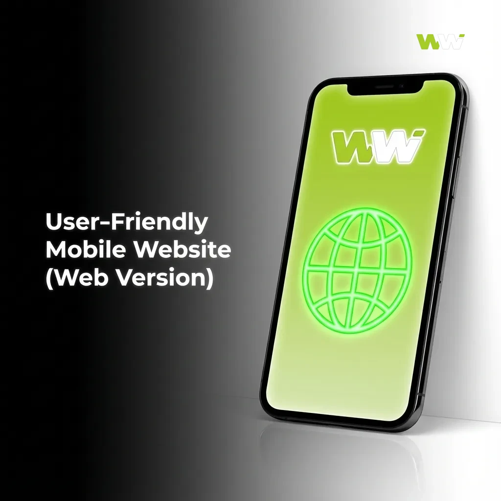 Smartphone showing WinWin mobile casino website in browser, highlighting BDT balance, games, and no-download access