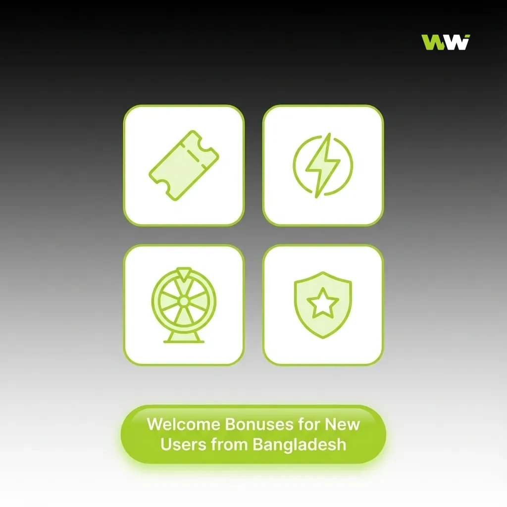 Colorful promo banner: “Welcome bonuses for new Bangladeshi users – up to 200% casino bonus, 150 spins, and sports offer.”